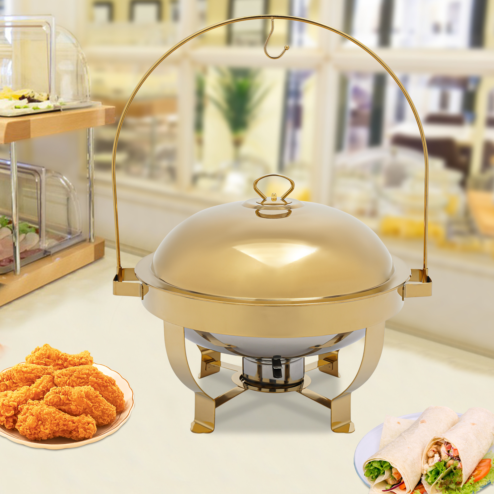 Kitchen Appliances Set - 8L Gold Chafing Dish Buffet Set,