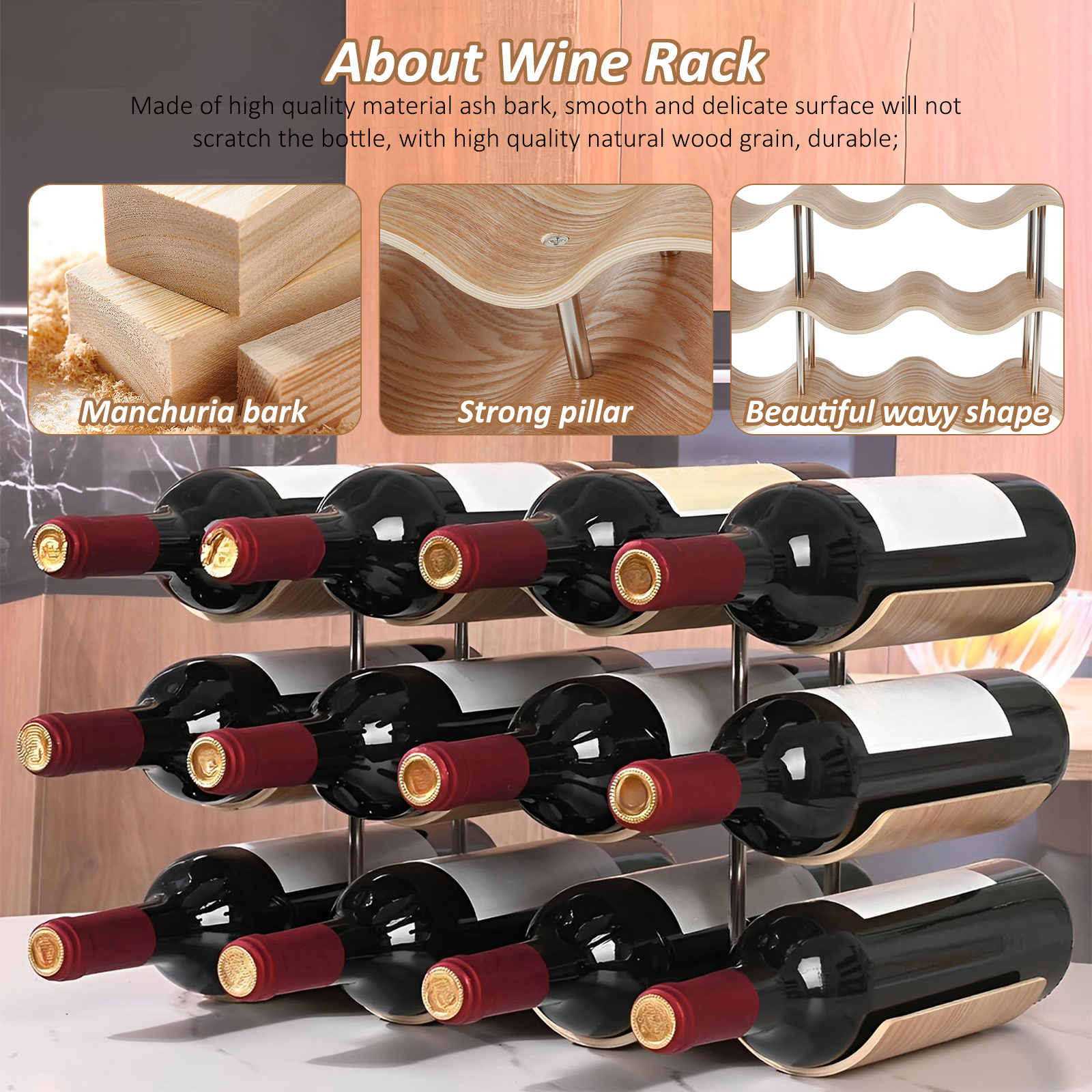 2/3-Tier Wooden Wine Rack Wavy - Kitchen Appliances Rack review and price